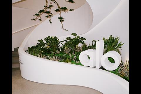 Interior of Alo store, Regent Street, showing greenery on display